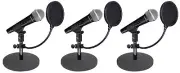 3) Rockville Microphones+Desktop Stands+Pop Filters 4 Recording, Studio, Podcast