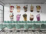 3D Bubble Milk Tea Shop Wall Murals Wallpaper Murals Wall Sticker Wall 37