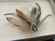 Art Deco feather & rhinestone fascinator headpiece - emu, peacock, goose