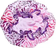 HAWILLOSCH Decorative Satin Shower Cap for Women Extra Large Bath Cap for Long Hair Reusable and Stylish Hair Cover for and Conditioning Treatments Striped Design