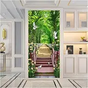 Door Stickers White Pigeon Stone Ladder DIY Door Sticker Home Decoration Wall Stickers Kitchen Bedroom Art Mural PVC Wall Paster (Size : 77x200cm)