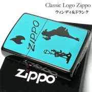 black turquoise blue Windy Girl Drunk Flame Zippo Logo Japan Zippo Oil Lighter
