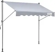 VEVOR Manual Retractable Awning, 3m Outdoor Retractable Patio Awning Sunshade Shelter, Adjustable Patio Door Window Awning Canopy with 39" Sun Shade Curtain for Backyard, Garden, Balcony