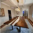 Made To Order White Epoxy Resin Cafeteria Dining Table Top Console Bar Desk Deco