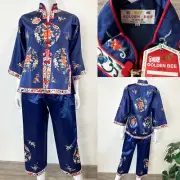 VTG NWT GOLDEN BEE EMBROIDERED SILK KIMONO JACKET + PANTS SET SIZE 14 FITS S-M