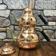 Teapot Set hammered Copper, Turkish Double Tea Kettle Ottoman Style Arabic