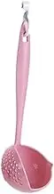 Soup Ladle Soup Spoon Silicone Pot with Long Handle Spoon Cooking Colander Utensils Scoop Tableware Dish Drainer Bowl ladle(Pink)