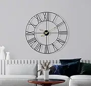 Sorbus Wall Clock, 24" Round Oversized Centurian Roman Numeral Style Home Décor Analog Metal Clock (Black)