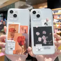 在飛比找ETMall東森購物網優惠-ins簡約花朵卡片英文插畫適用iPhone14手機殼蘋果13