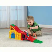 在飛比找Yahoo!奇摩拍賣優惠-費雪 Fisher price 軌道車庫 2輛車 隨時隨地可