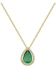 Forever Creations 14K 1.15 ct. tw. Diamond & Emerald Pendant Necklace
