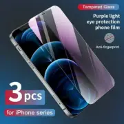 3X For iPhone 16 15 13 12 11 Pro XS Max 8 ANTI-BLUE Light Glass Screen Protector