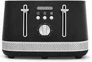Morphy Richards Illumination 4 Slice Toaster, 7 Toast Settings, Browning Controls, Variable Width Slots, Auto Pop-up, Removeable Crumb Tray, Cord Storage, 1500W, Black, 248020