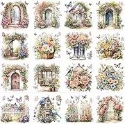 Vintage Rub on Transfers for Crafts: 16 Sheets Vintage Flower Rub on Transfers for Furniture Garden Birds Transfer Sticker Decals DIY Craft for Wood Glass Home Decor (6 * 6 inches)