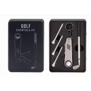 5pc IS Gift Golf Essentials Kit Pen/Multi-Tool Wooden Tees w/ Tin Can Set Black