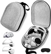 [BnLnHOGVR] Carrying Case Compatible with Oculus Meta Quest 2, Quest 3, Apple Vision Pro VR Headsets Original Head Strap and Controller Accessories, Hard Shell Bag for Travel and Storage