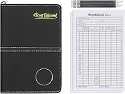 Scott Edward Golf Scorecard Cover Leather Scorecard Holder Statistic and Score Tracking Waterproof Soft Thick Umpire Lineup Card Holder