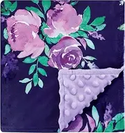 TANOFAR Baby Blanket for Girls Purple Floral Minky Blanket Super Soft Toddler Receiving Blanket with Dotted Backing 30 x 40 Inch