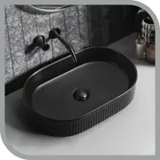 Simplus Oval Ceramic Basin Vanity Sink Hand Wash Bowl Above Counter Matte Black 580x365x120mm