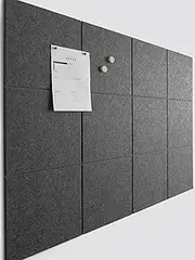 VIVELDA Large Cork Board Black Felt Board Alternative - Bulletin Board Tiles for Office Wall Decor, Push Pin Board Wall Organizer - Pack of 12 (Charcoal Gray)