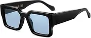 [SHEEN KELLY] Retro Thick Square Sunglasses Men Women Trendy Rectangle Chunky Tinted Glasses Fashion Black Shades 90s Eyewear