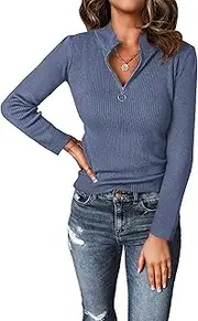 [PRETTYGARDEN] Fall Quarter Zip Pullover Sweaters for Women