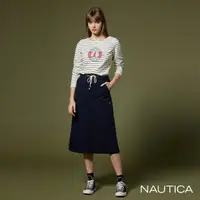 在飛比找momo購物網優惠-【NAUTICA】女裝 素面抽繩半身裙(深藍)
