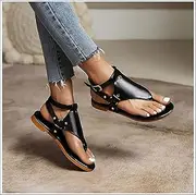 [XWCG] Womens Wedge Flip Flops Sandals with Arch Support Summer Comfortable Platform Open Toe Ankle Strap Flat Shoes Casual Thong Sandal,Black,US10.5/EU43