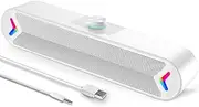 LENRUE Computer Speakers,Wired USB-Powered Sound-bar with 10W Stereo Sound for PC Desktop,Plug-n-Play (A39PRO /White)