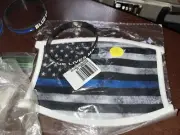 Blue Lives Matter Face mask + Thin Blue Line Rubber Wristband 2 For 1 Pkg Deal!