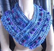 Scarf Collar Capelet Handmade Wrap Crocheted Blues Purples Colors One of a kind