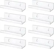 Zalizr 8 Pack Vinyl Record Shelf Wall Mount, 4"/10 CM Clear Acrylic Cd Rack, Invisible Floating Record Album Holder Display for Bathroom, Bedroom, Living Room, Kitchen