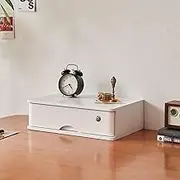 Wooden Desktop Storage Box with Lock Multi Tiered File Cabinet for Organizing Documents and Supplies