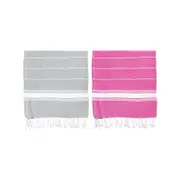 Nicola Spring Turkish Cotton Towels - Grey / Pink - Set Of 2