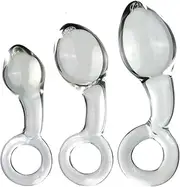 3 Sizes Glass Anal Plug Crystal Glass Dildo Glass Plug Butt Plug Anal Beads Anal Dildo Anus Dilator Sex Toys for Women Men(M)