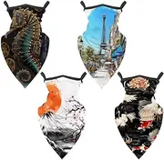 [Diusye] 4 Pcs Neck Gaiter Face Cover Bandana Scarf, Café under the Eiffel Tower