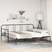 vidaxl Black 2-in-1 Metal daybed/Trundle - 92x187 cm - Space-Saving Sofa Bed with Storage - Modern Style