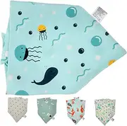 JOINPAYA 5Pcs Dribble Bibs Super Absorbent Newborn Bibs with Snaps Styles for Feeding and Daily Use present for Parents