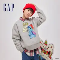 在飛比找蝦皮商城優惠-Gap 男童裝 Gap x 史迪奇聯名 Logo印花刷毛圓領