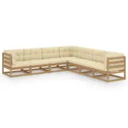 7 Piece Garden Lounge Set & Cushions Honey Brown Solid Pinewood vidaXL