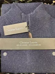 Christian Lacroix 100% Premium Cashmere Sweater Zip Up Leather