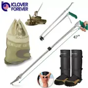 47" Collapsible Snake Tongs Reptile Catcher+Anti Bite Snake Legging Gaiters+Bag