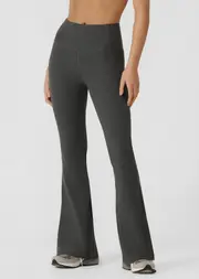 [Lorna Jane] Irresistible Hi Fold Rib Flared Leggings in Grey, Size - Medium M Titanium