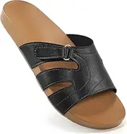 [Alicegana] Womens Slide Sandals Comfortable： Dressy Summer Casual Walking Slippers Indoor Outdoor Non Slip Footwear