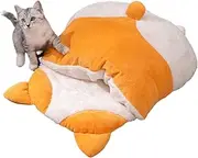 Dog Bed with Cover Cave | Kitten Bed - Dog Shape Warming Comfortable Plush House, Non Slip for All Season Kitten Puppy Cold Climates