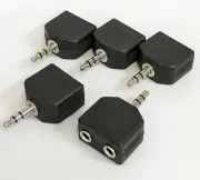 (5pcs) 3.5mm 1/8" Stereo Male to 2 Female Adapter Splitter Black