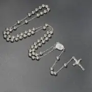 Silver Gold 6mm Rosary Necklace for Cross Prayer Necklace Religiou Gif
