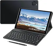 Fine Life Pro Tablet with Keyboard, 10.1 Inch Screen, 3GB RAM, 128GROM, Expandable 128GB, Dual SIM Card 4G LTE, Eight Core High-Speed Chip, 5MP+16MP, 5000mAh, Laptop (Black)