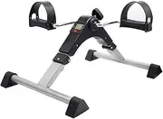 Folding Mini Fitness Bike Upper and Lower Limbs Pedal Exerciser with LED Display, Indoor Leg Trainer for Elderly Rehabilitation Training and Working People, Adjusting Resistance