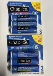 6 CHAP ICE SPF 15 BROAD SPECTRUM UVA/UVB LIP BALM CHAPSTICK PROTECTS MOISTURIZES